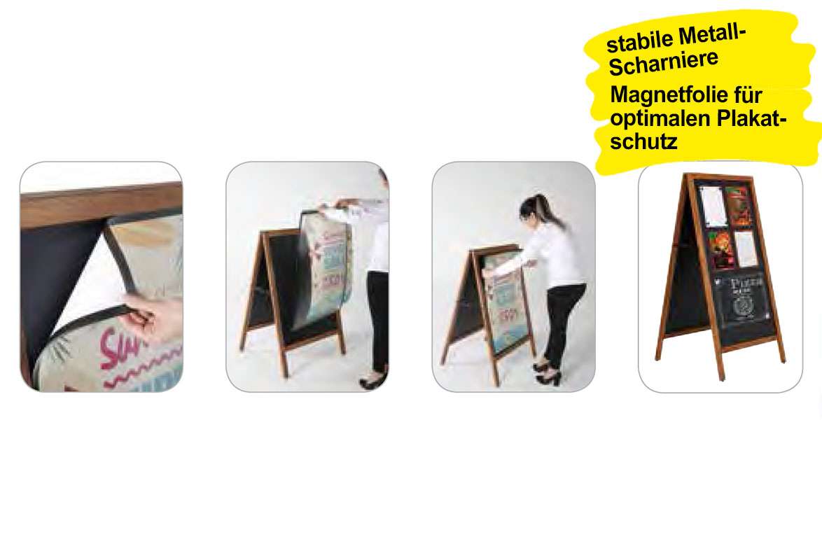 Holz Plakatständer A1 MAG - Magnetfolie